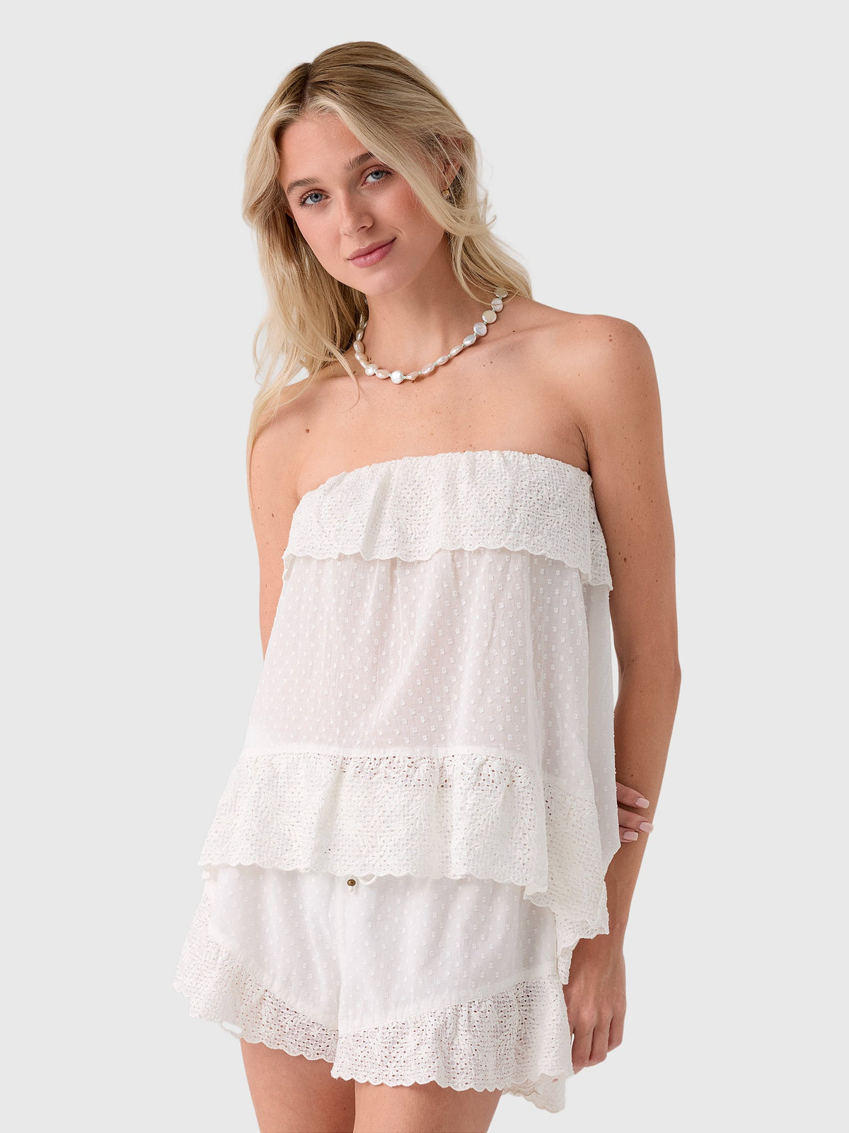 Boteh Women's Serenia Strapless Frill Top