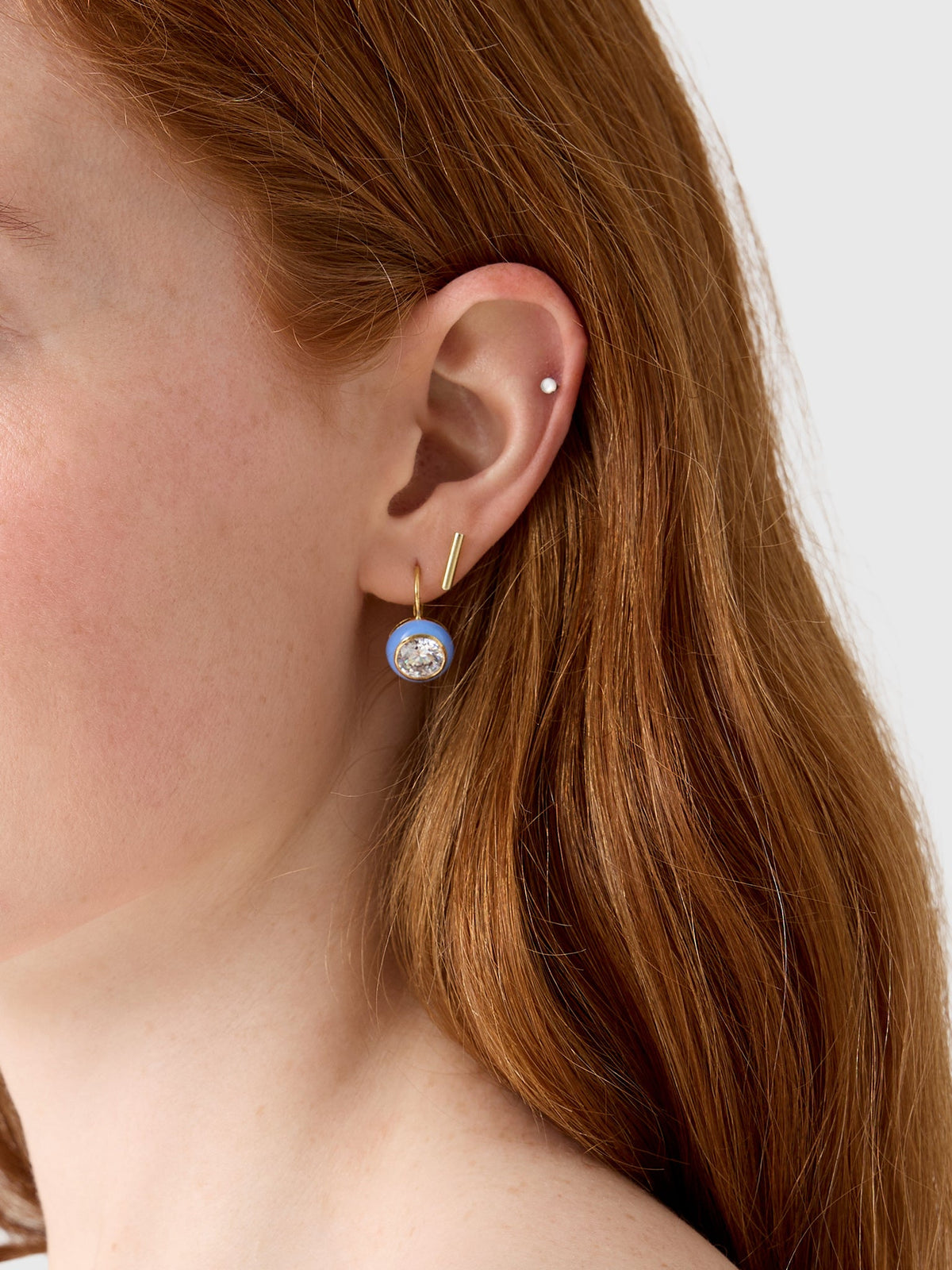 Hart Blue Enamel Bezel Drop Earrings