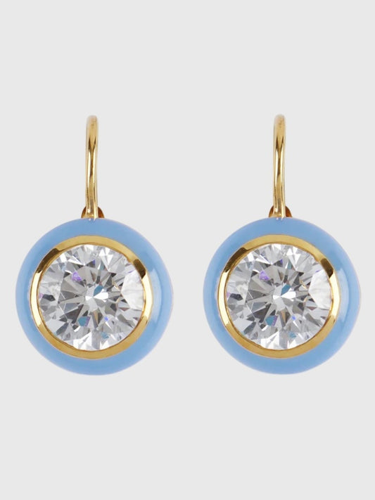 Hart Blue Enamel Bezel Drop Earrings