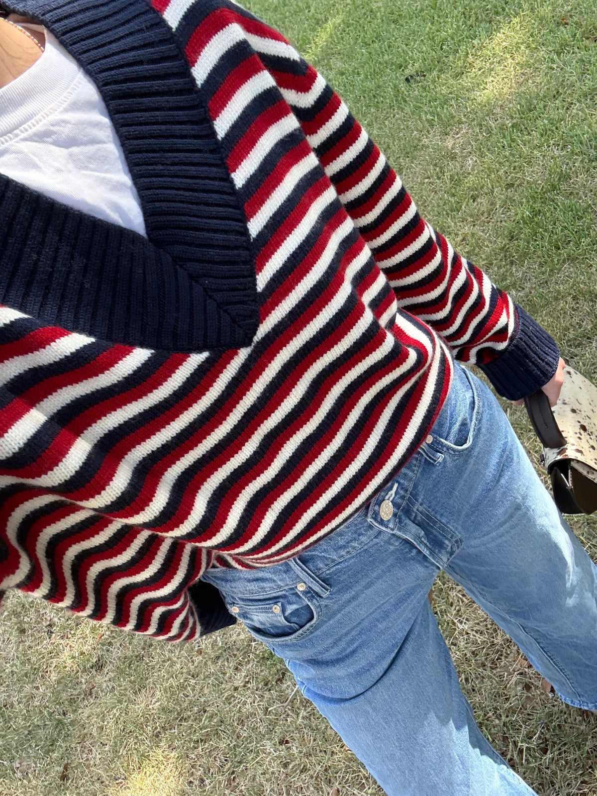 Rosie Assoulin Women's Striped V-Neck Sweater