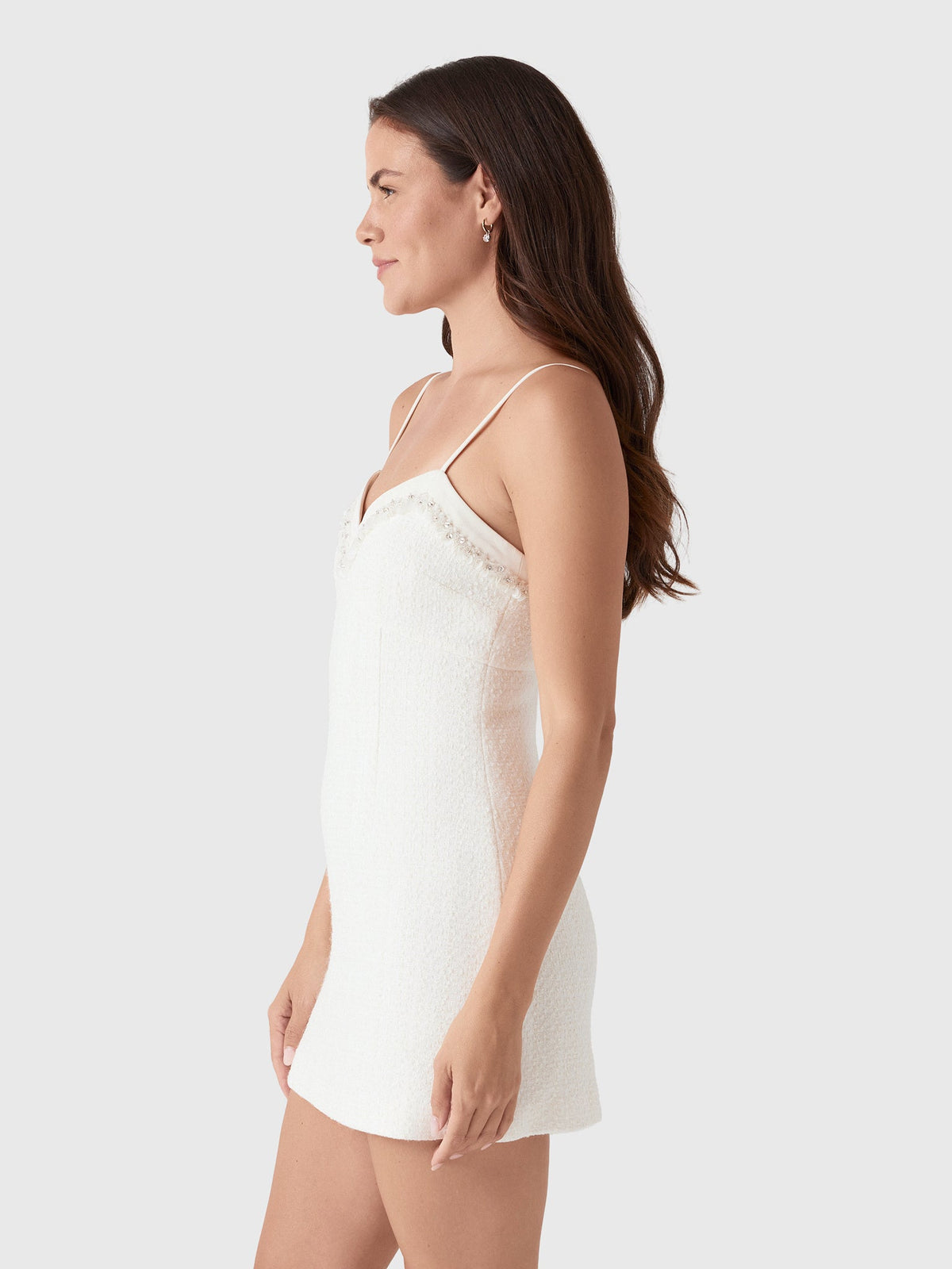 LoveShackFancy Women's Sue Embellished Tweed Mini Dress
