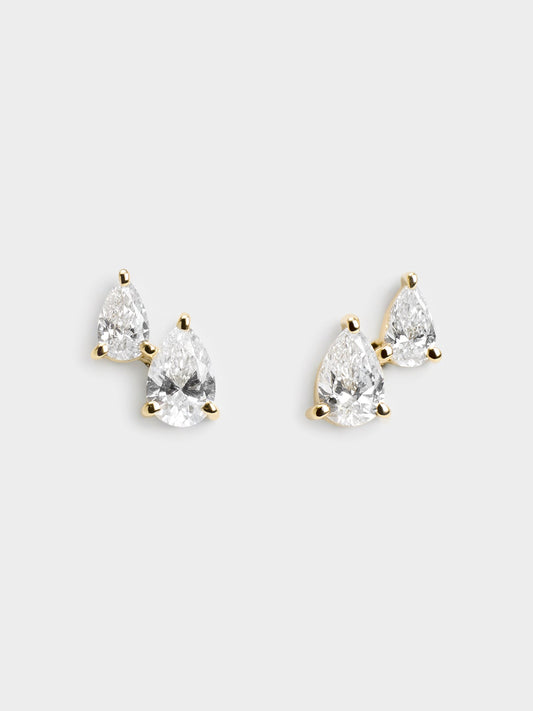 S. Bell Double Diamond Pear Stud Earrings