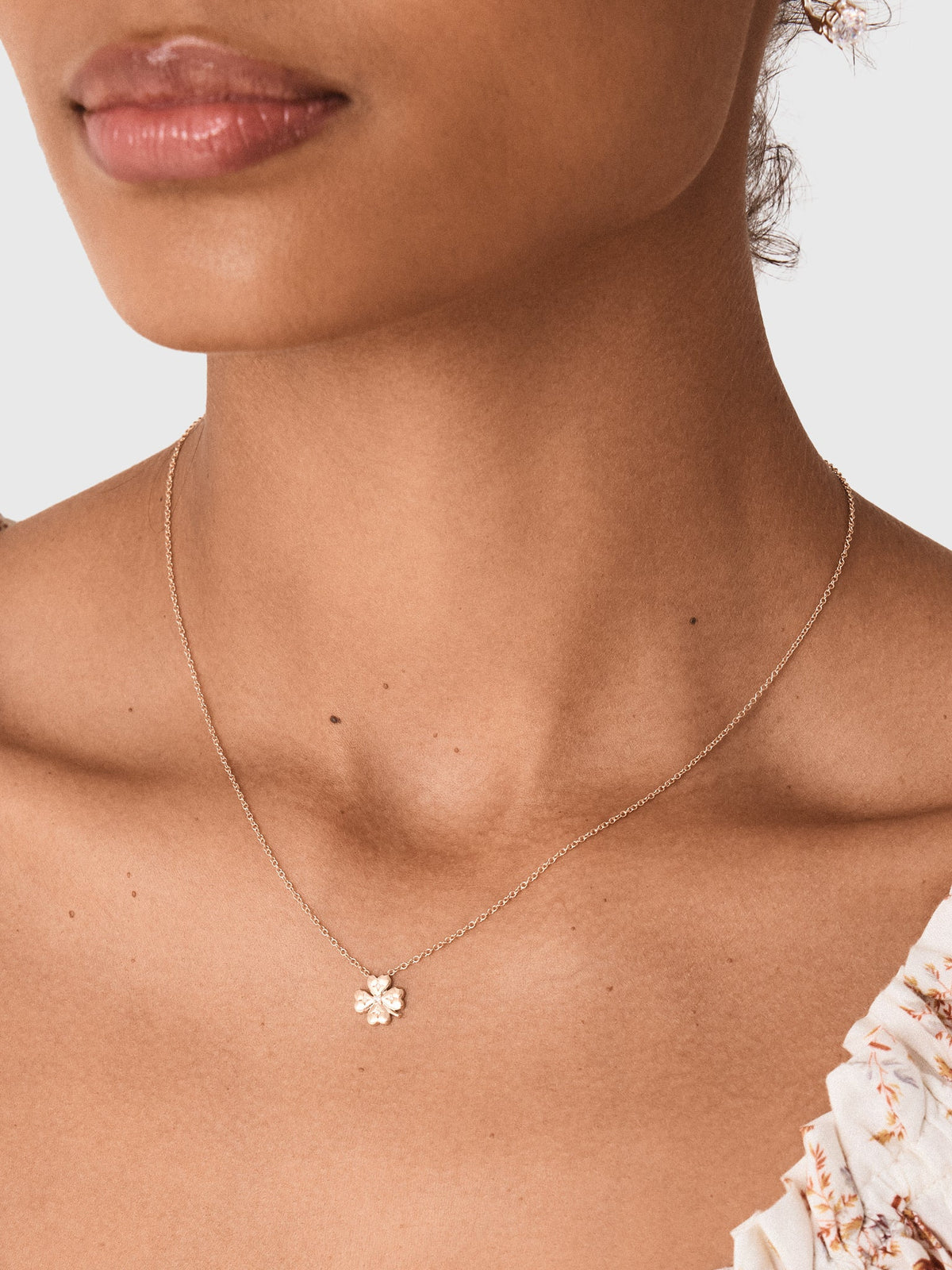 EF Collection Diamond Mini Clover Necklace