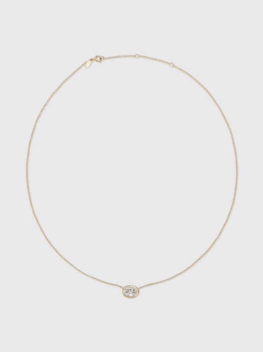EF Collection Floating Bezel Set Oval Diamond Necklace