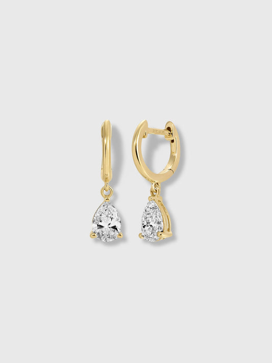 EF Collection Diamond Pear Drop Huggie Earrings
