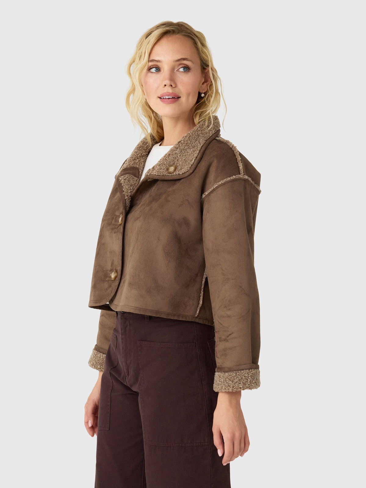 Velvet Women's Esme Sherpa Reversible Cropped Jacket
