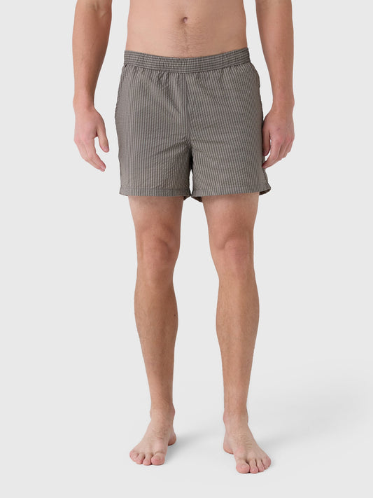 Bather Men's Fossil Seersucker Modern Swim Trunk