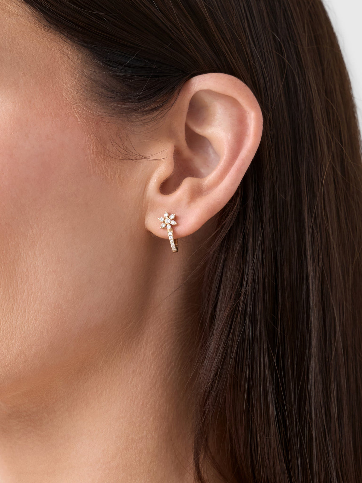 Francie B. Floral Diamond Hoop Earrings