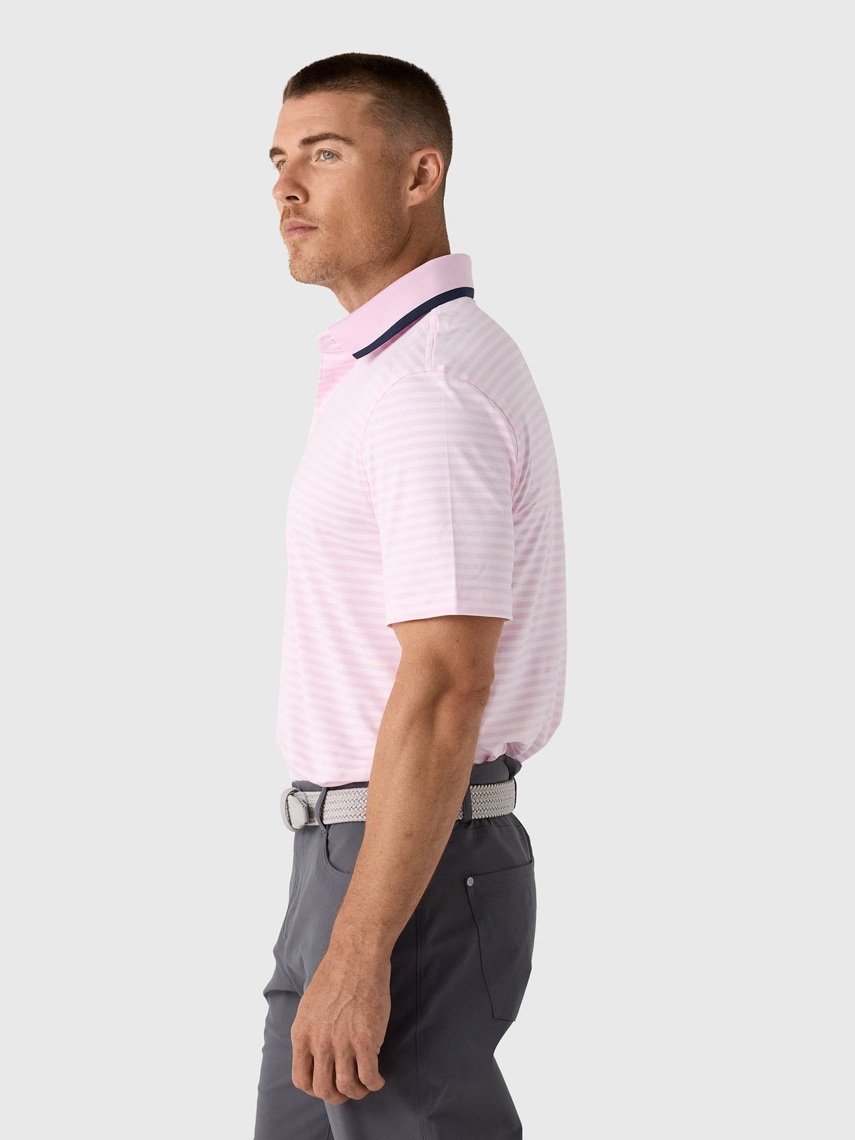 G/FORE Men's Perforated Stripe Jersey Polo