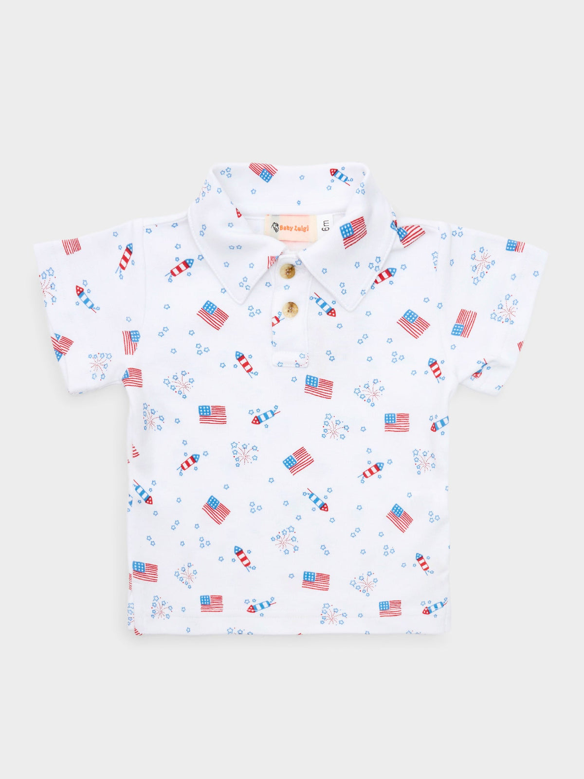 Luigi Boys' Flag & Firework Polo