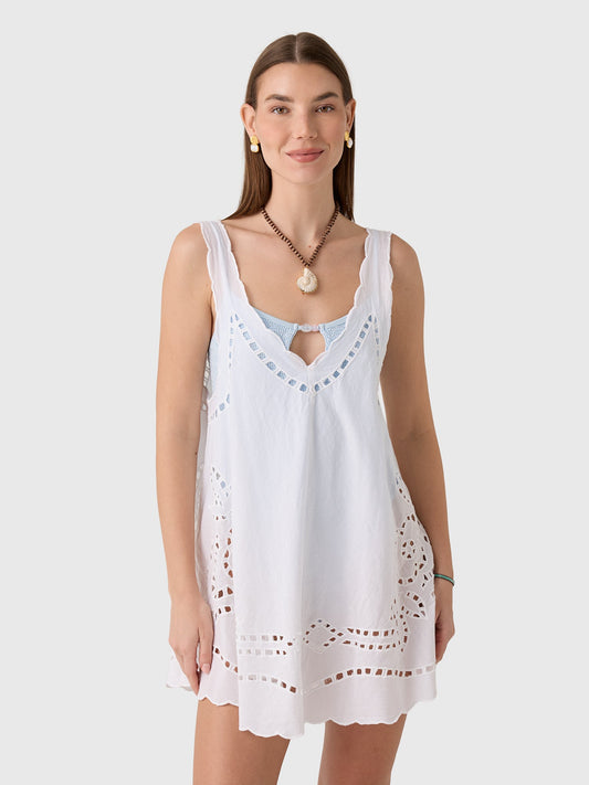 Juliet Dunn Women's Low Back Cutwork Embroidered Dress