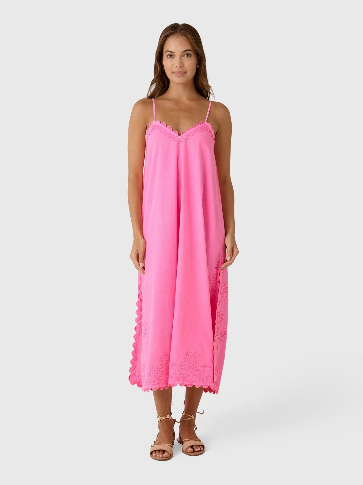 Juliet Dunn Women's Ric Rac Embroidered Slip Dress