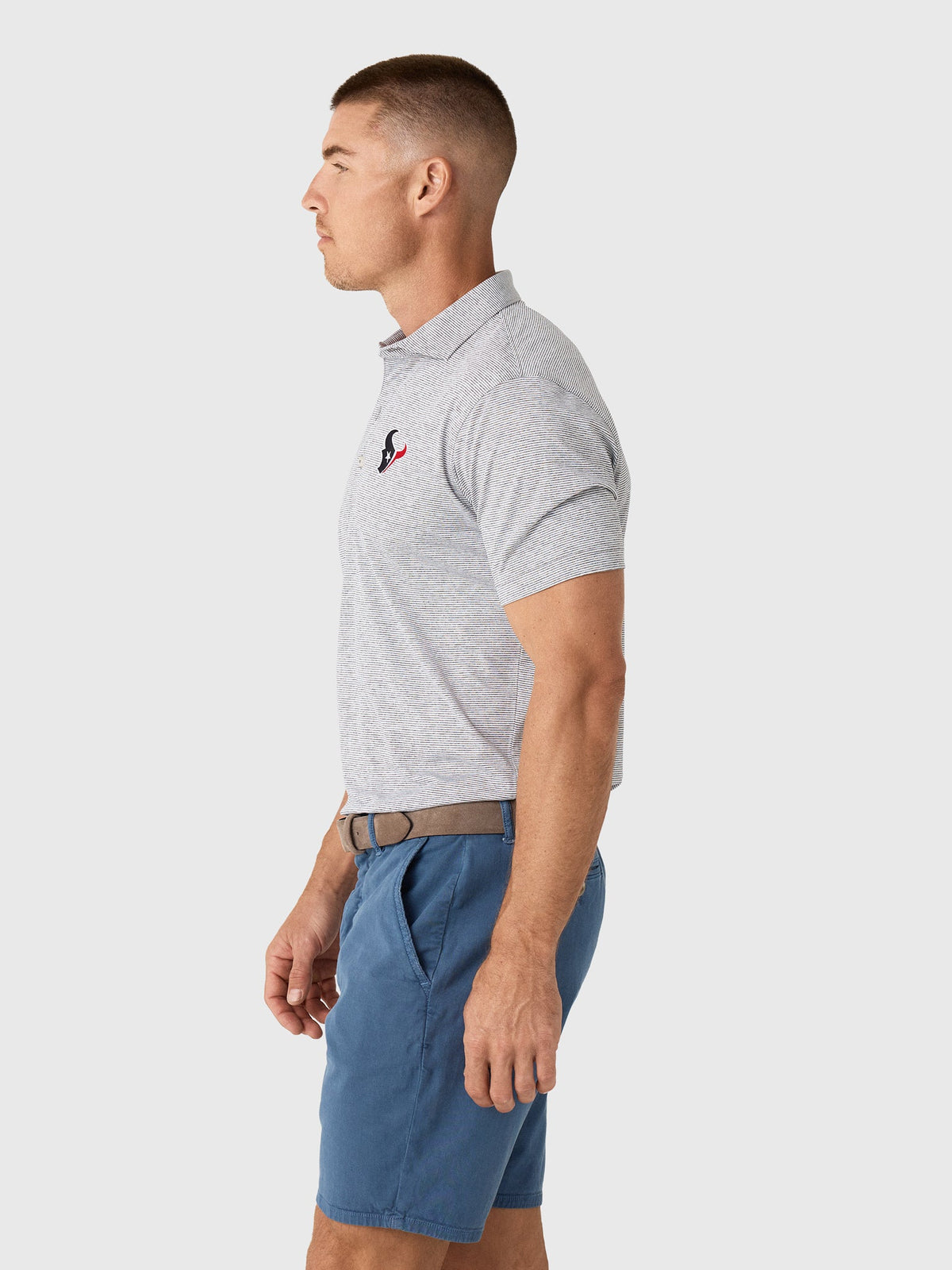 Johnnie-O Men's Houston Texans Lyndonn Striped Performance Jersey Polo