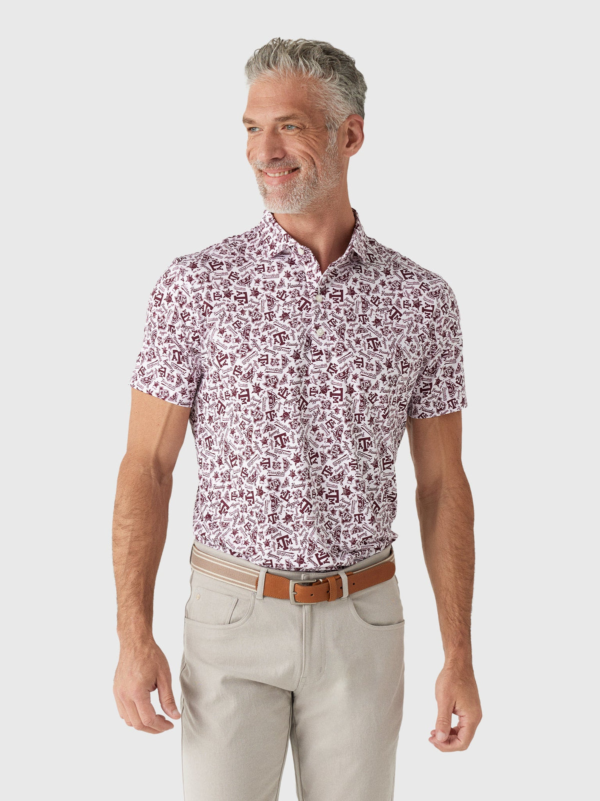 Johnnie-O Men's Texas A&M Galvin Performance Jersey Printed Polo