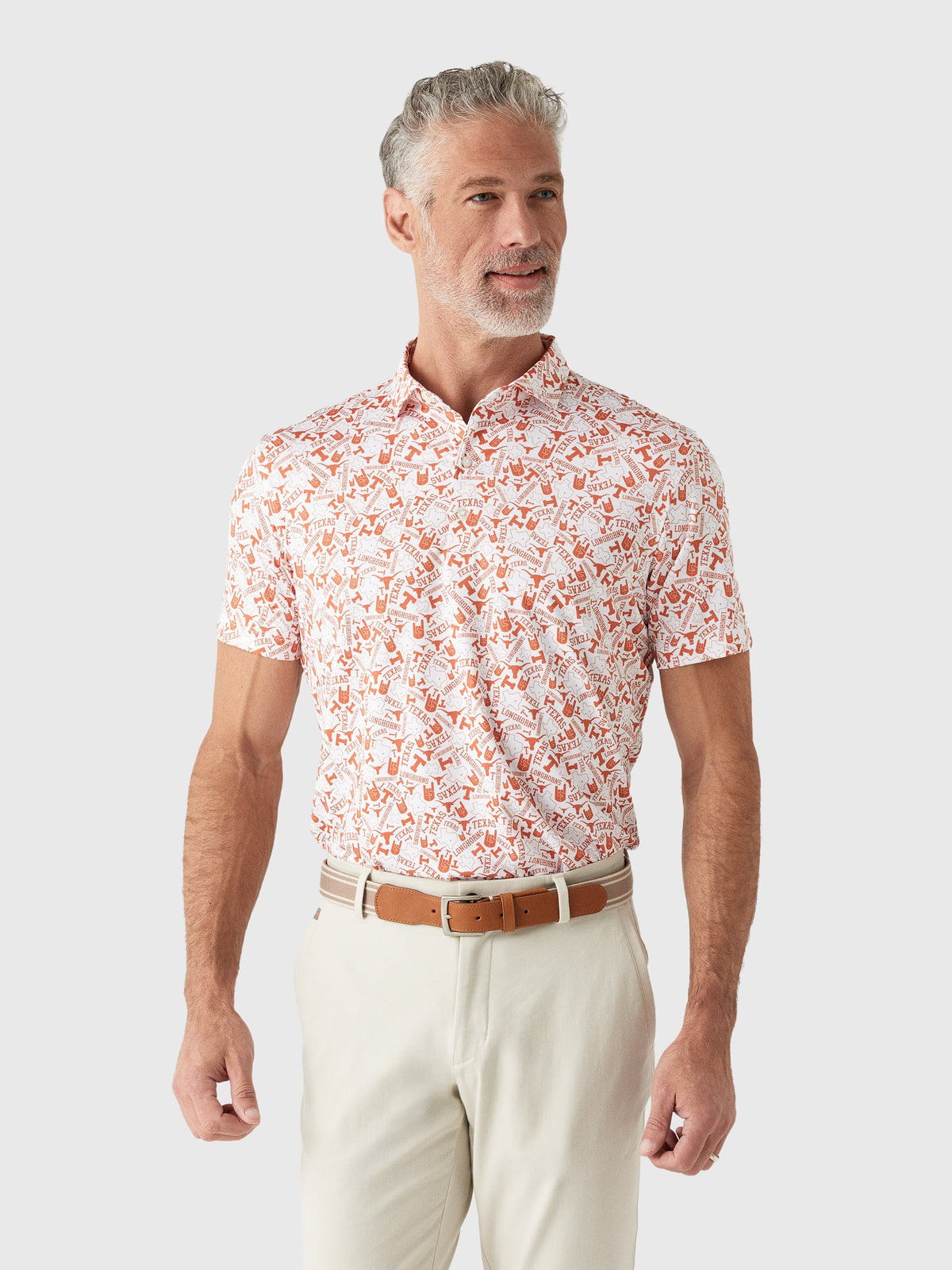 Johnnie-O Men's University of Texas Galvin Performance Jersey Printed Polo