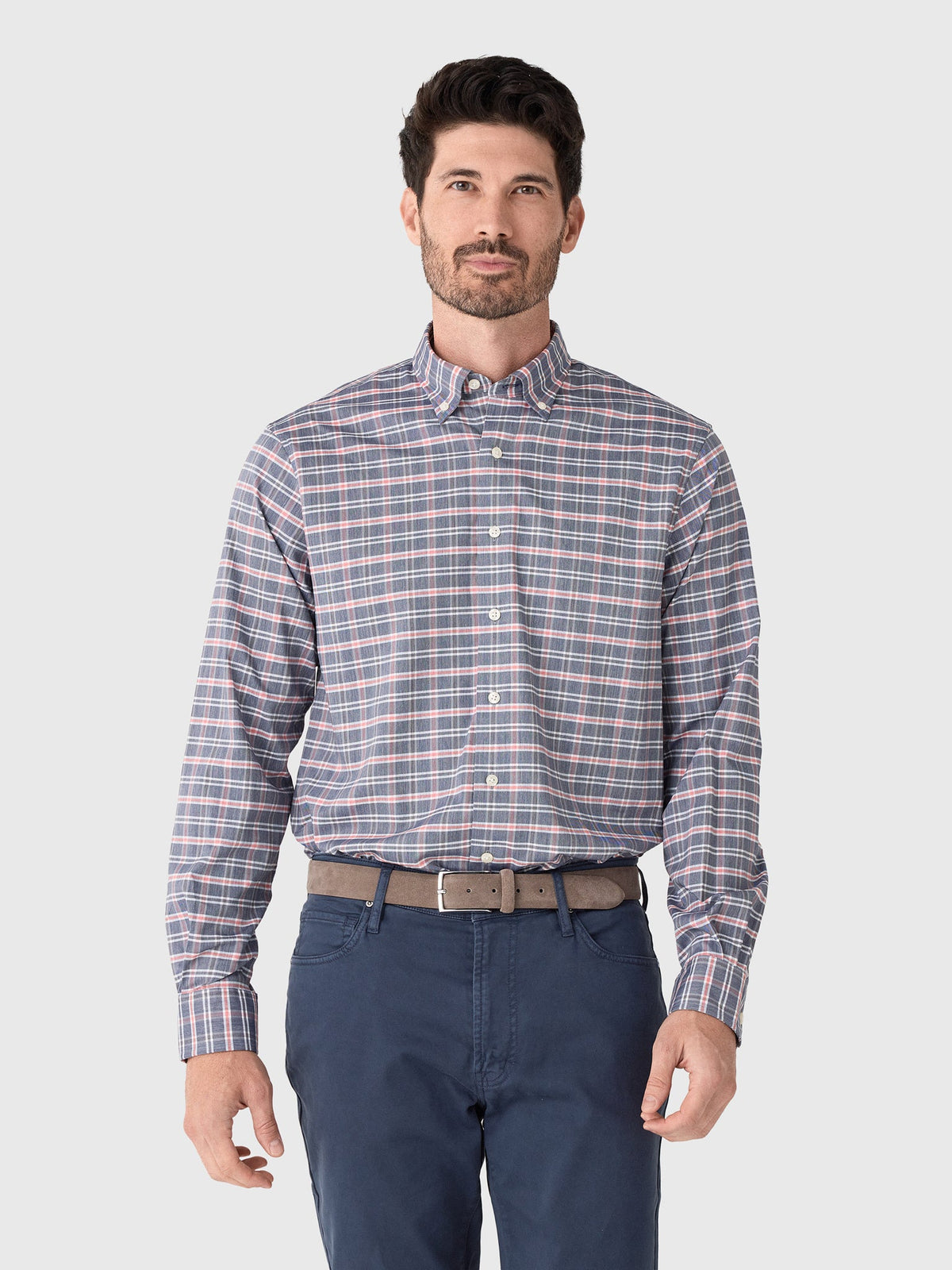 Johnnie-O Men's Basswood Plaid Performance Button-Down Shirt