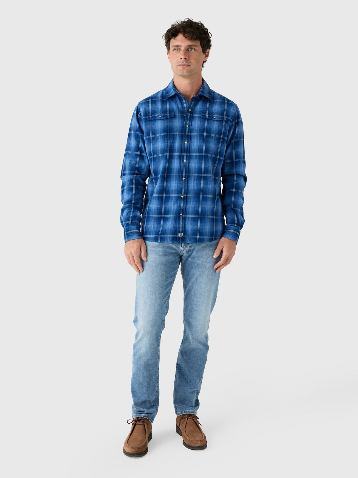 Johnnie-O Men's Snap Indigo Plaid Button-Down Shirt