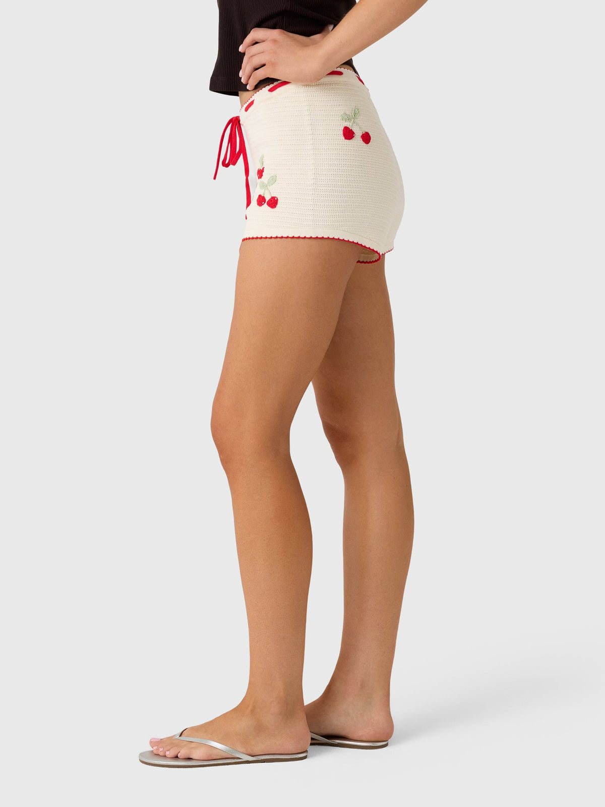 LoveShackFancy Women's Nandie Crochet Cherry Mini Short