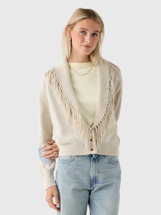 Kerri Rosenthal Women's Fringe Shawl Collar Cardigan