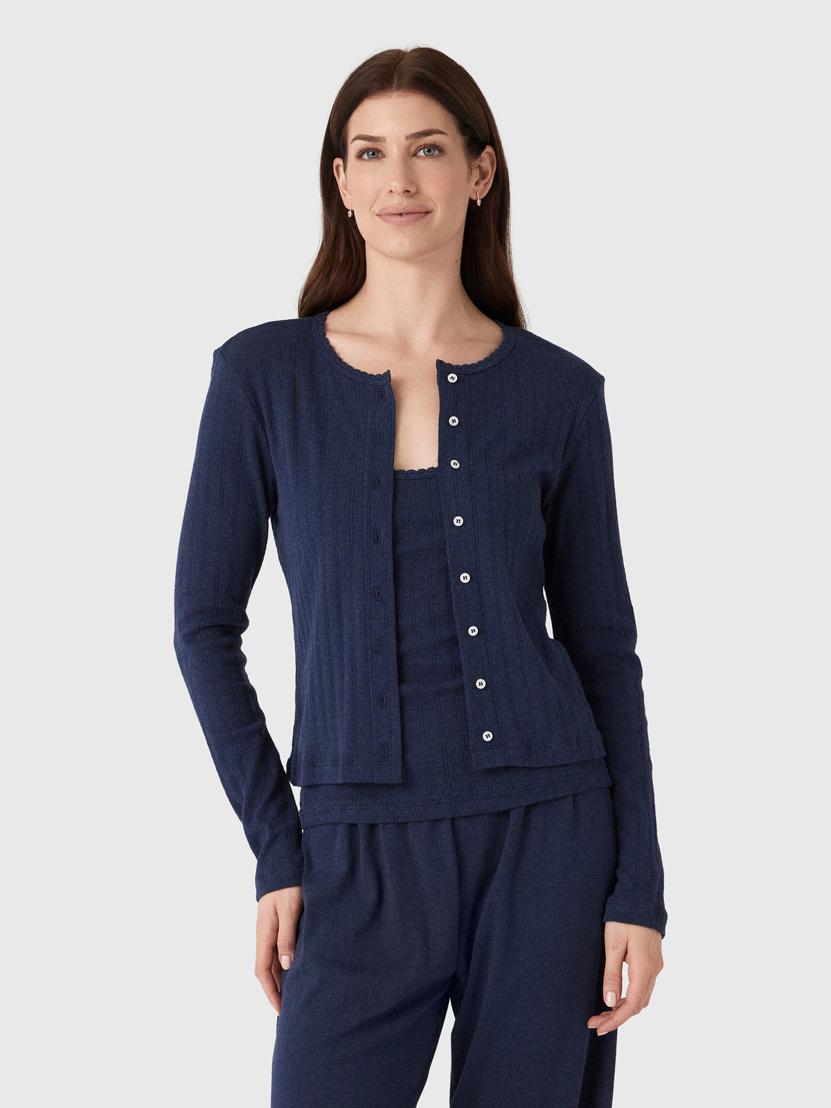 Leset Women's Pointelle Classic Cardigan II