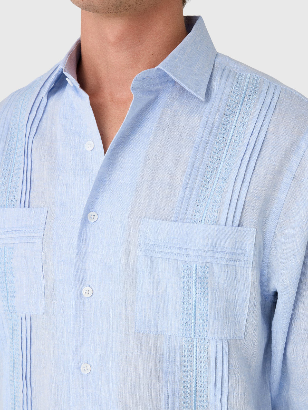 Centuria Men's Long Sleeve Linen Guayabera Shirt