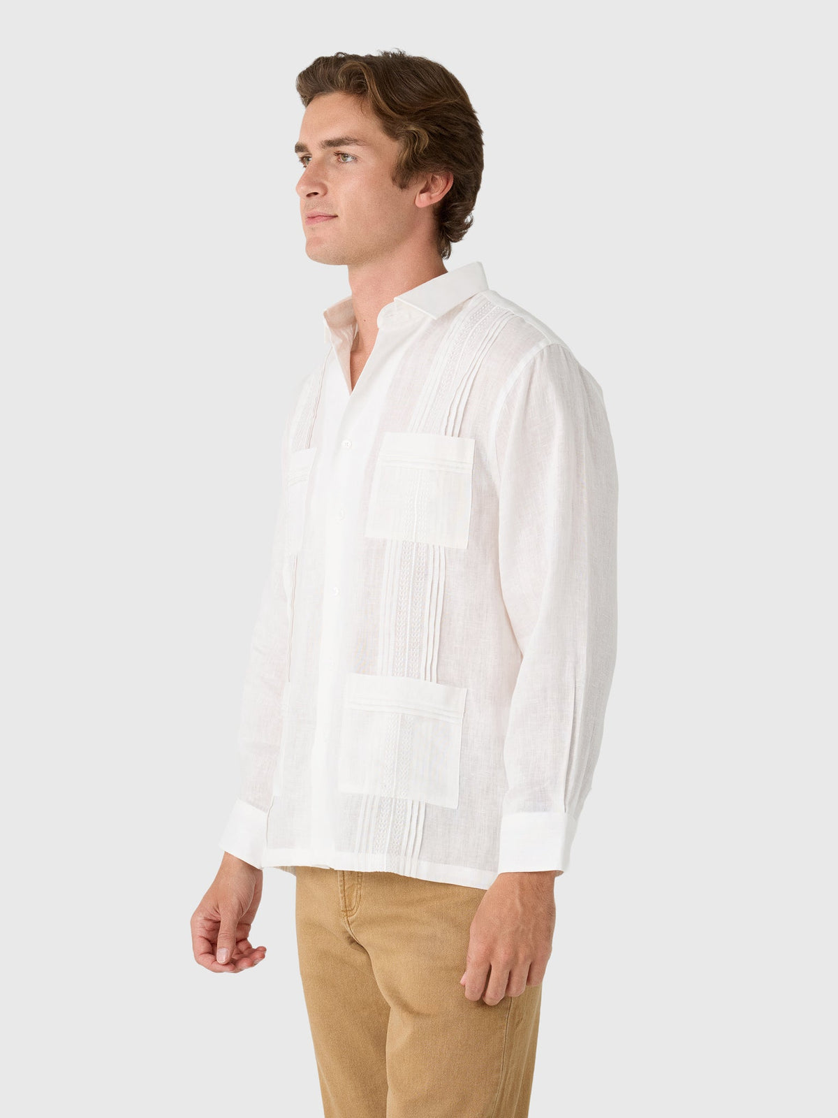 Centuria Men's Long Sleeve Linen Guayabera Shirt