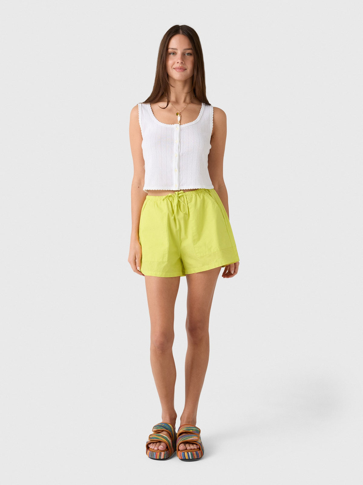 Leset Women's Pointelle Button Down Tank