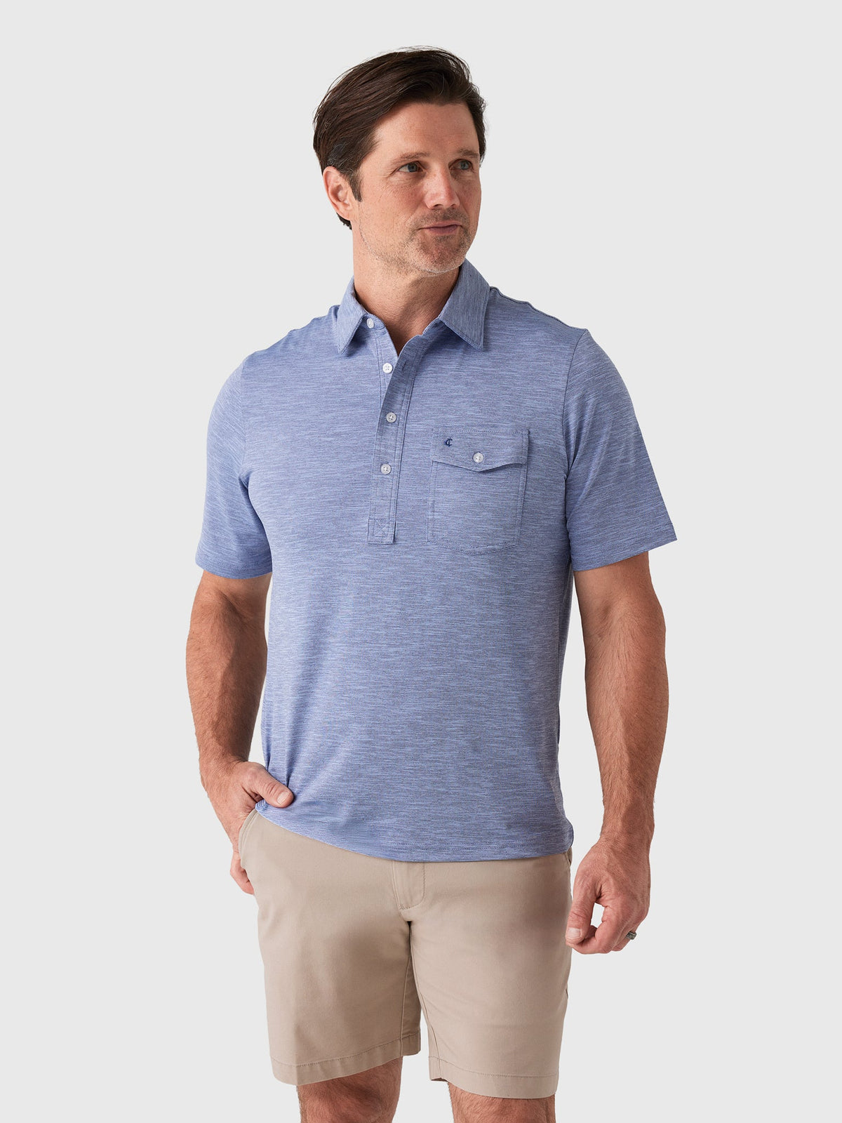 Criquet Men's Heather Performance Sport Players Polo