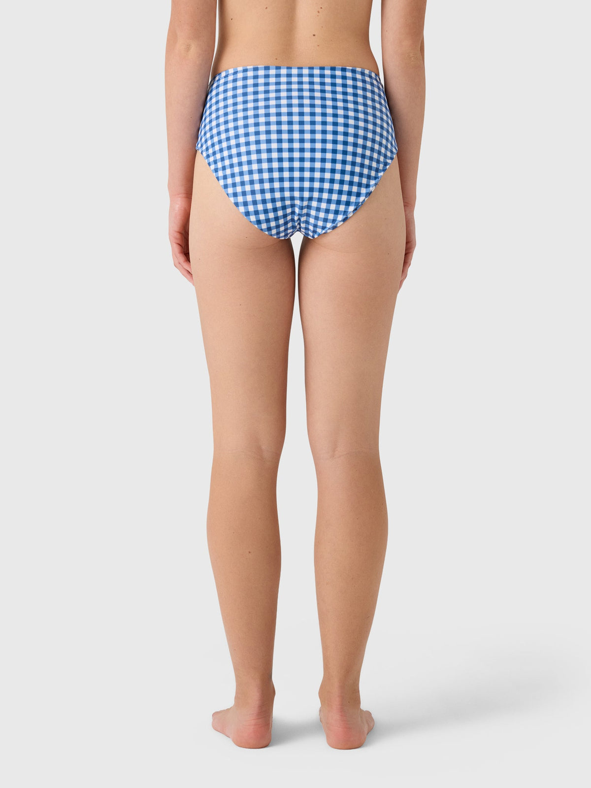 Minnow Women's Navy Picnic Gingham High Waisted Bikini Bottom