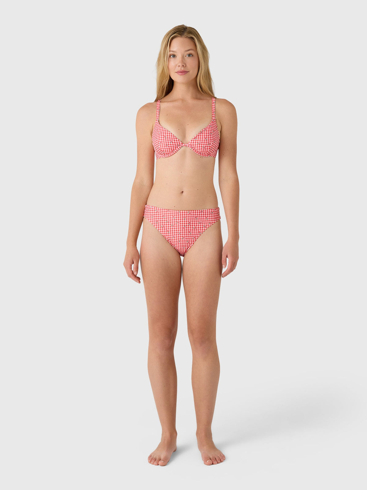 Minnow Women's Cranberry Gingham Triangle Bikini Top