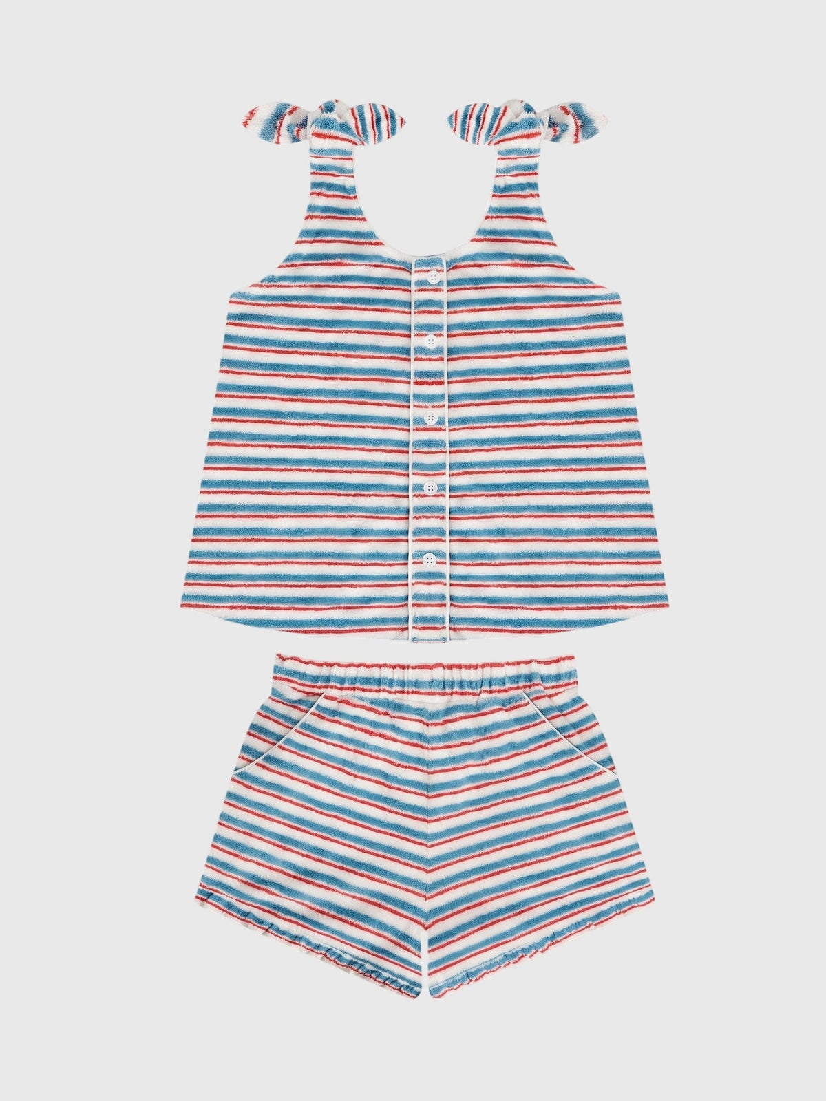 Minnow Girls' Jetty Stripe French Terry Tie Knot Set