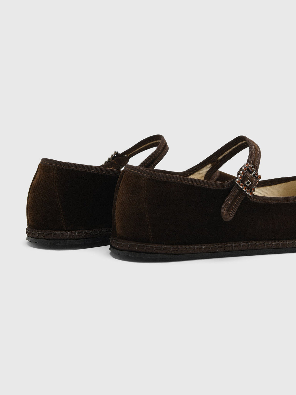 Vibi Venezia Women's Mary Jane Velvet Swarovski Buckle Flat