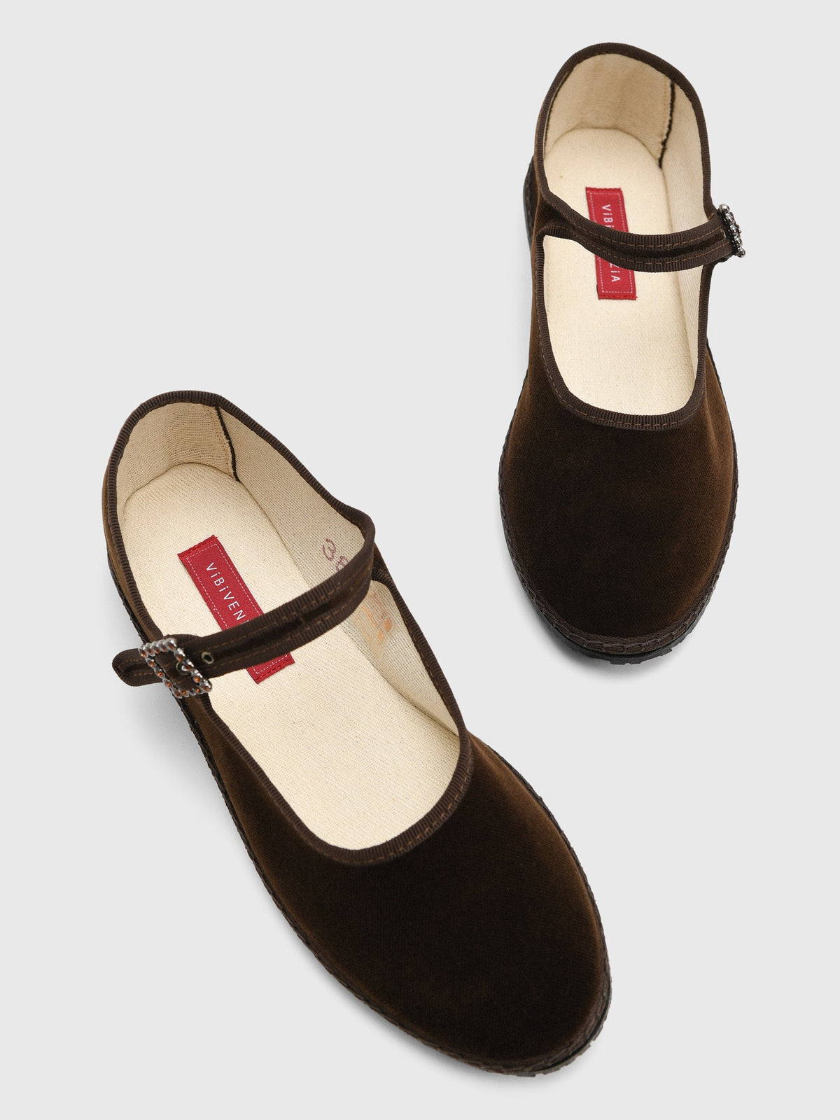 Vibi Venezia Women's Mary Jane Velvet Swarovski Buckle Flat