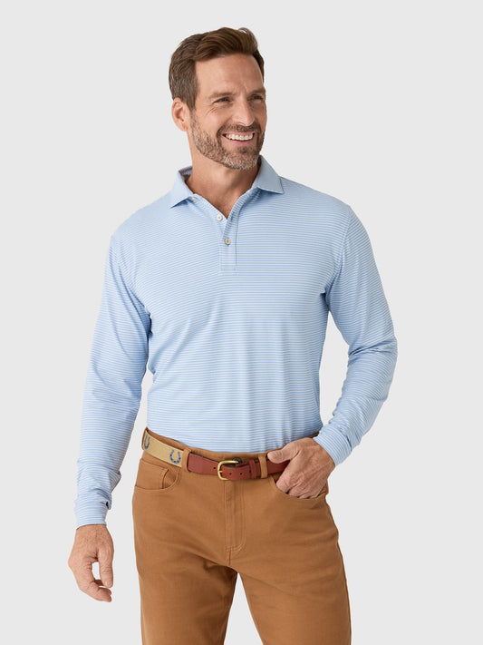 Peter Millar Crown Sport Men's Lyons Stripe Long-Sleeve Performance Jersey Polo