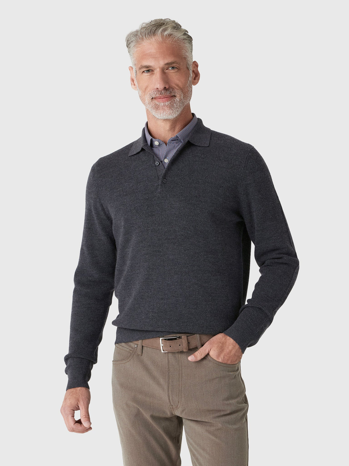 Greyson Men's Saratoga Waffle Stitch Sweater Polo