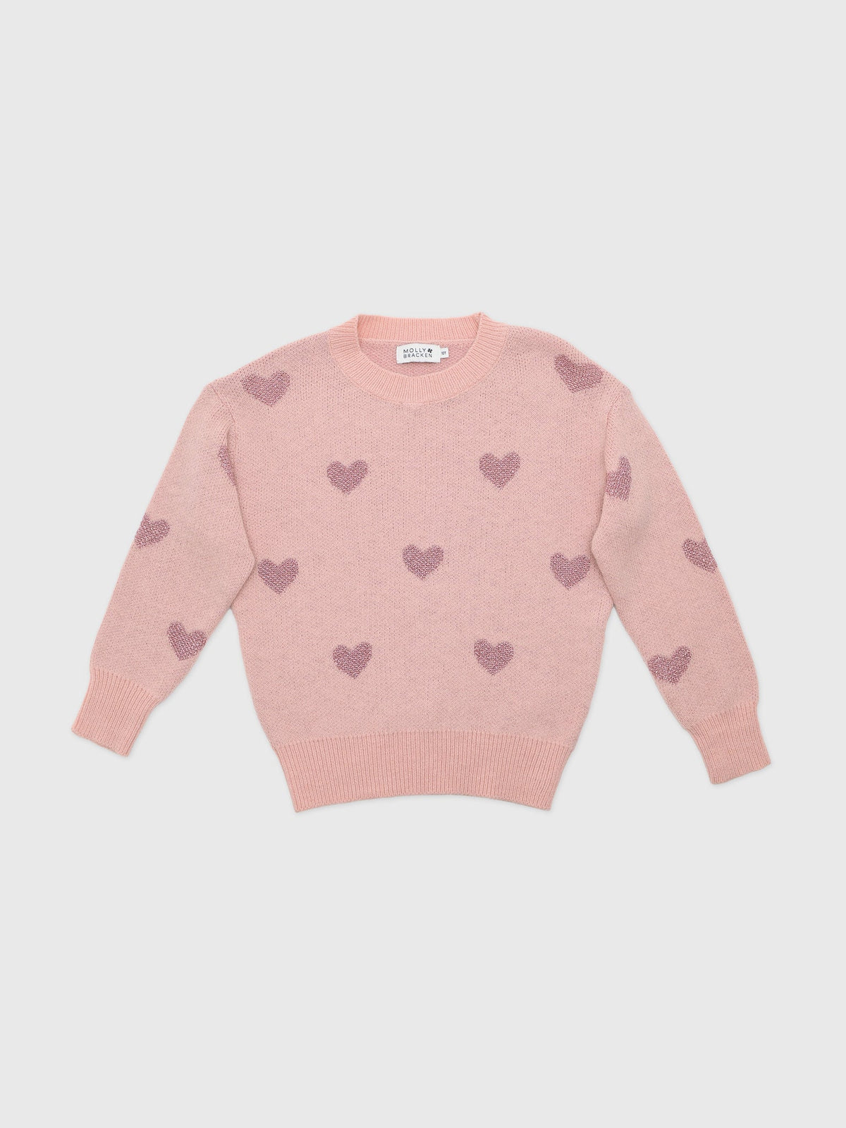 Molly Bracken Girls' Heart Print Knit Sweater