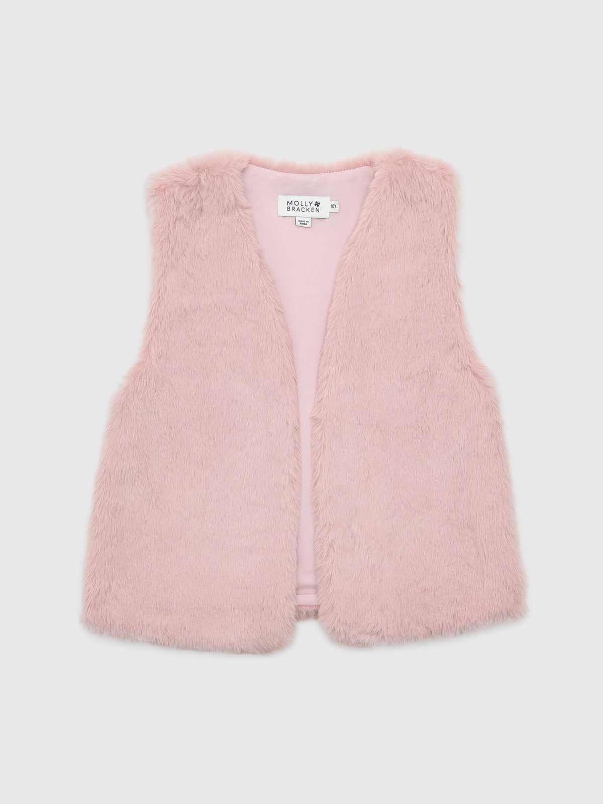 Molly Bracken Girls' Sleeveless Faux Fur Jacket