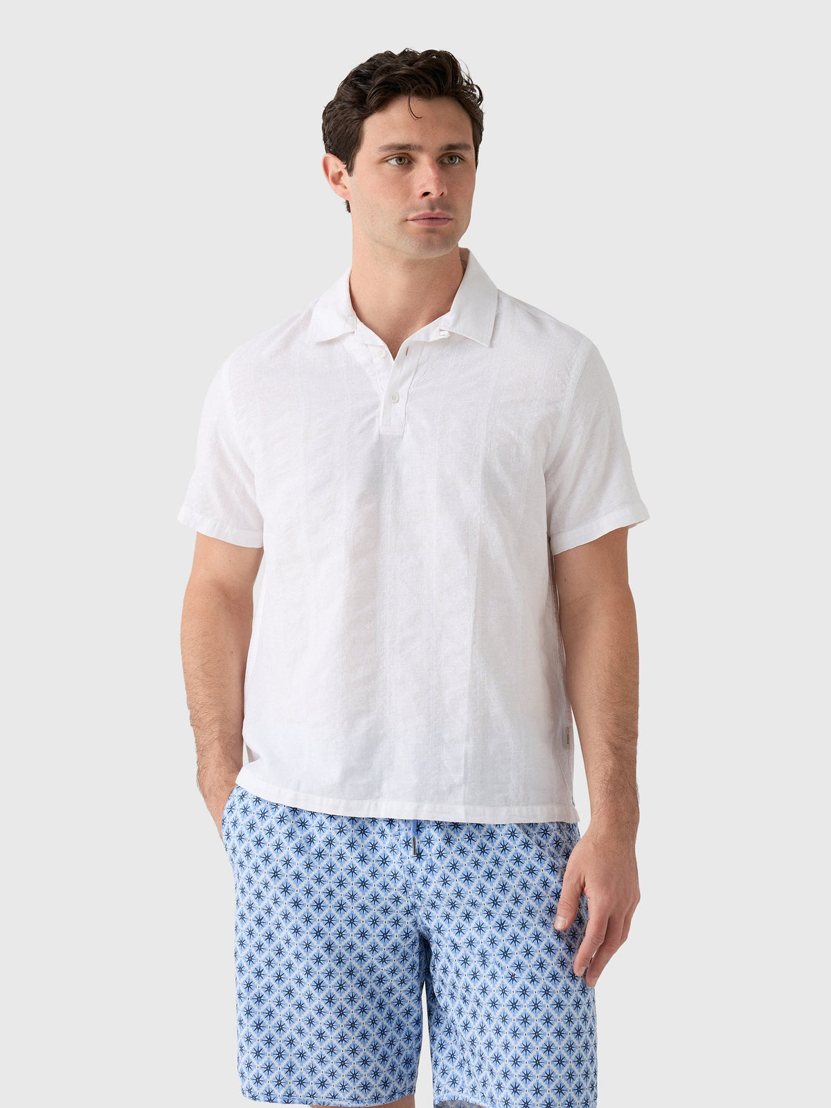 Onia Men's Cotton Linen Pop-Over Polo