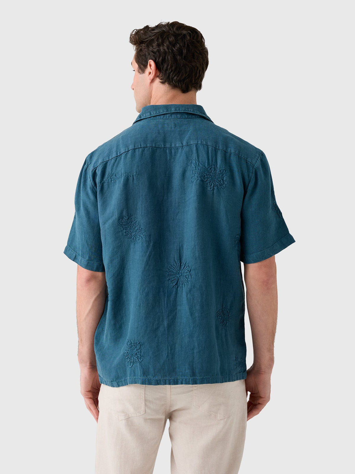 Faherty Brand Men's Short Sleeve Embroidered Shirt
