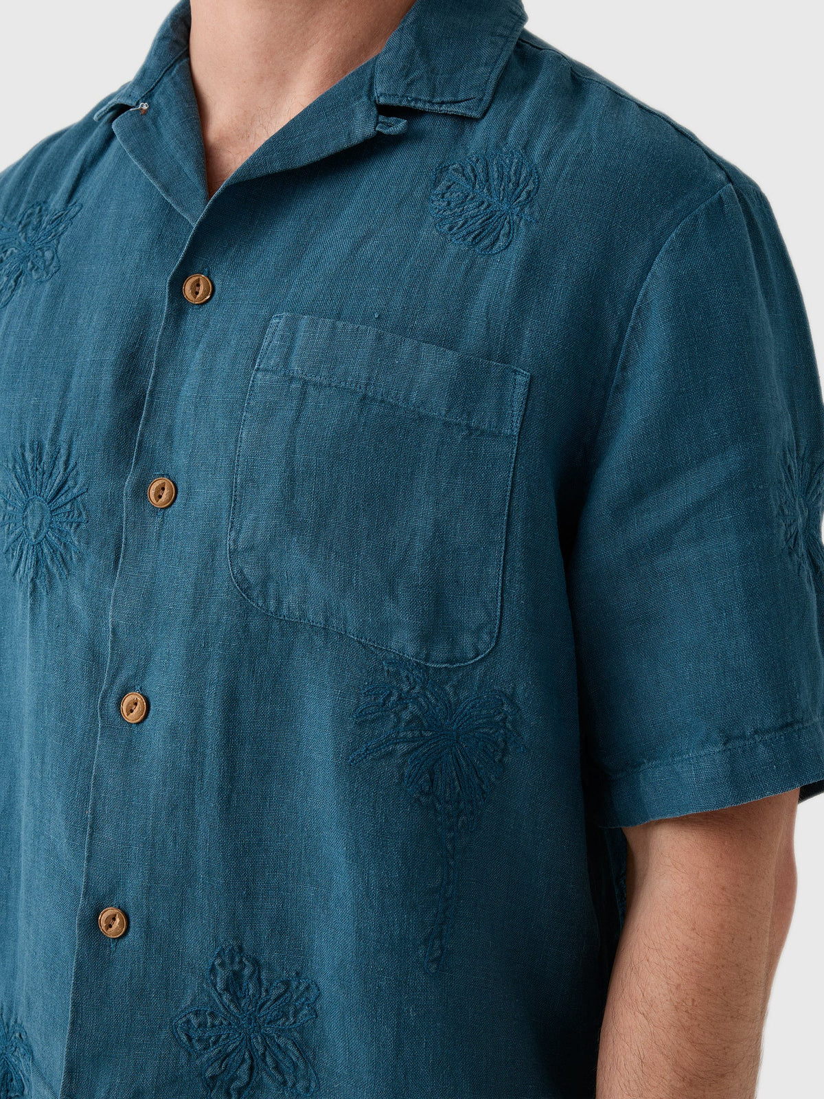 Faherty Brand Men's Short Sleeve Embroidered Shirt