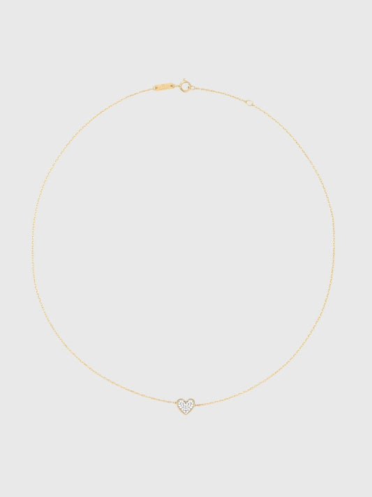 Adina Reyter Tiny Pavé Folded Heart Necklace