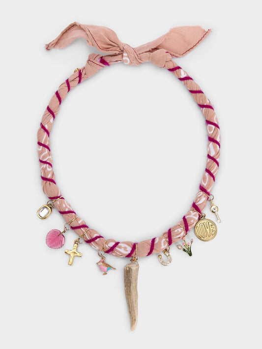 Bandana Moon Twisted Pink Bandana Necklace