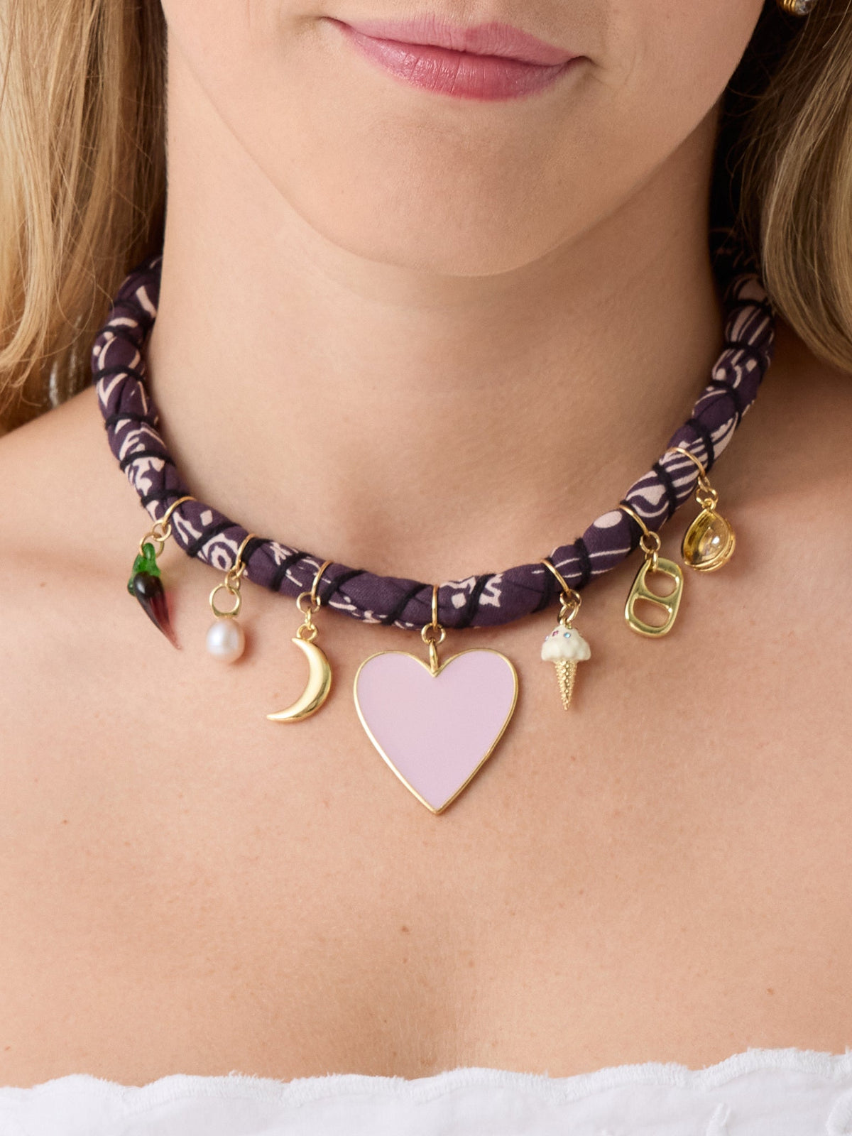 Bandana Moon Twisted Purple Bandana Necklace