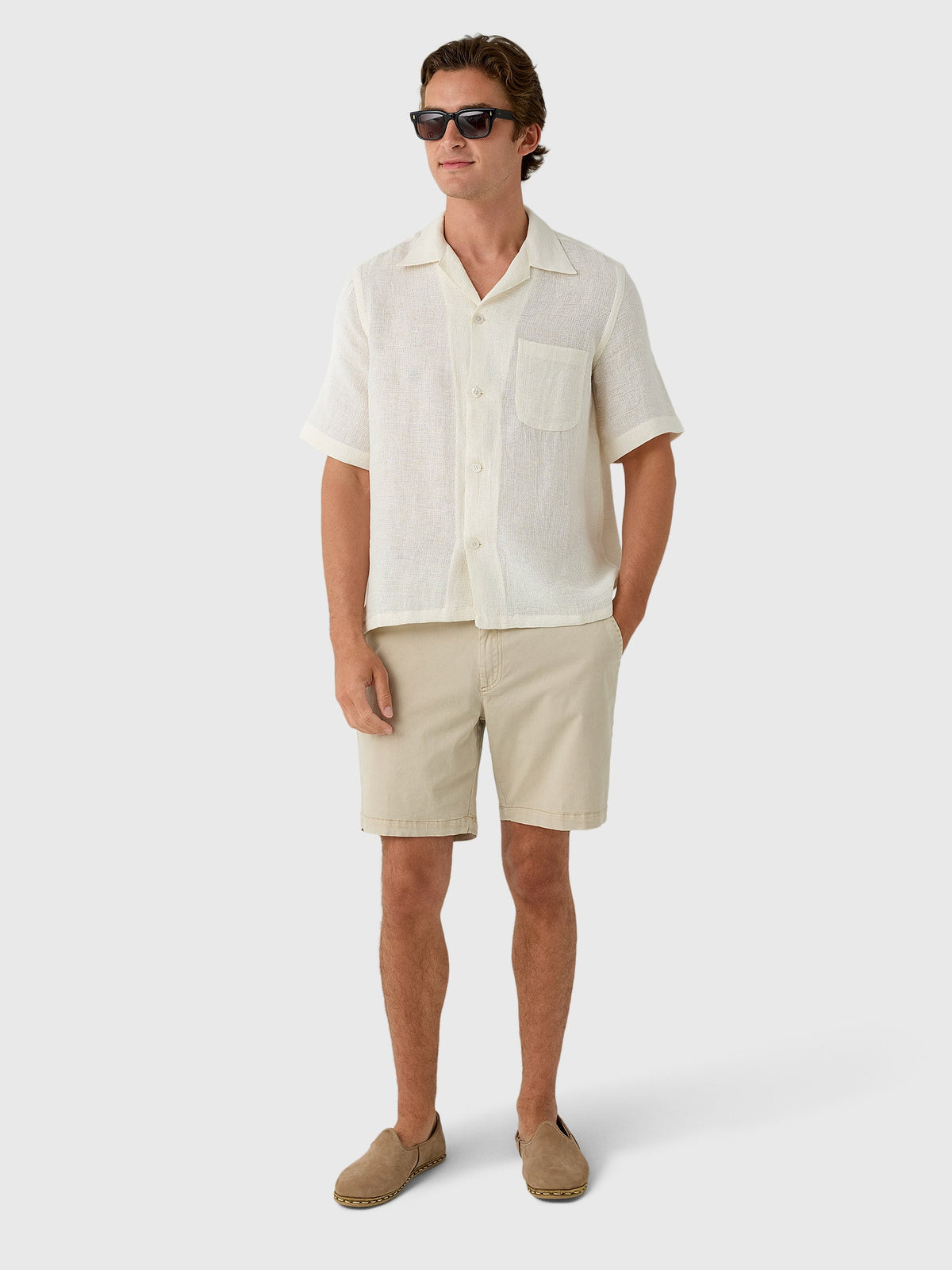 Salvatore Piccolo Men's Short Sleeve Linen-Cotton Shirt