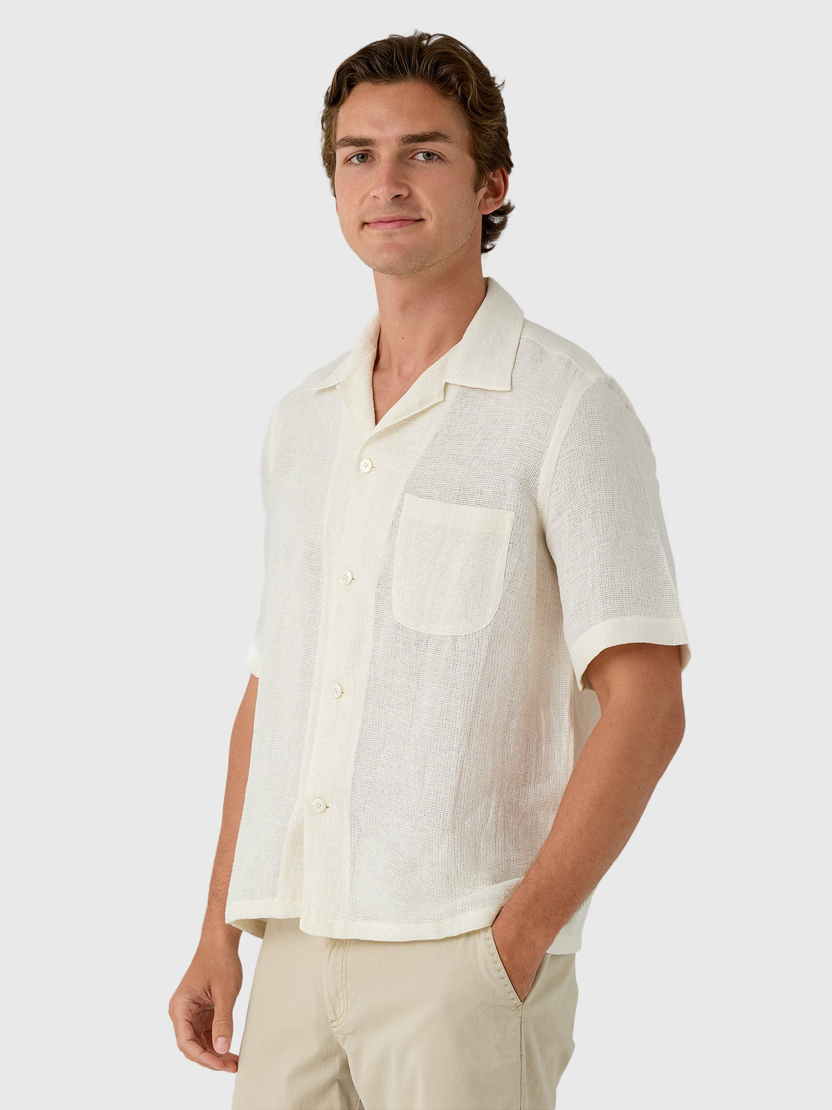 Salvatore Piccolo Men's Short Sleeve Linen-Cotton Shirt