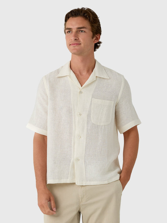 Salvatore Piccolo Men's Short Sleeve Linen-Cotton Shirt