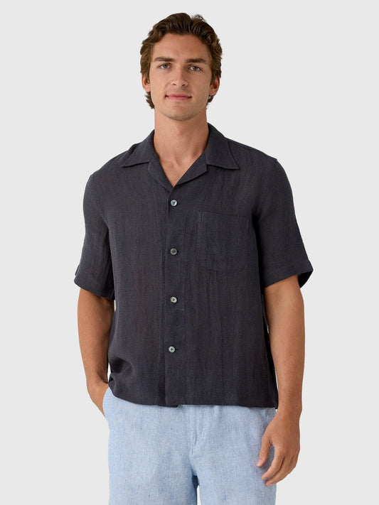 Salvatore Piccolo Men's Short Sleeve Linen-Cotton Shirt