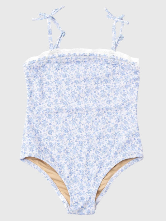 Shade Critters Girls' Coastal Garden Crochet Trim One-Piece Swimsuit
