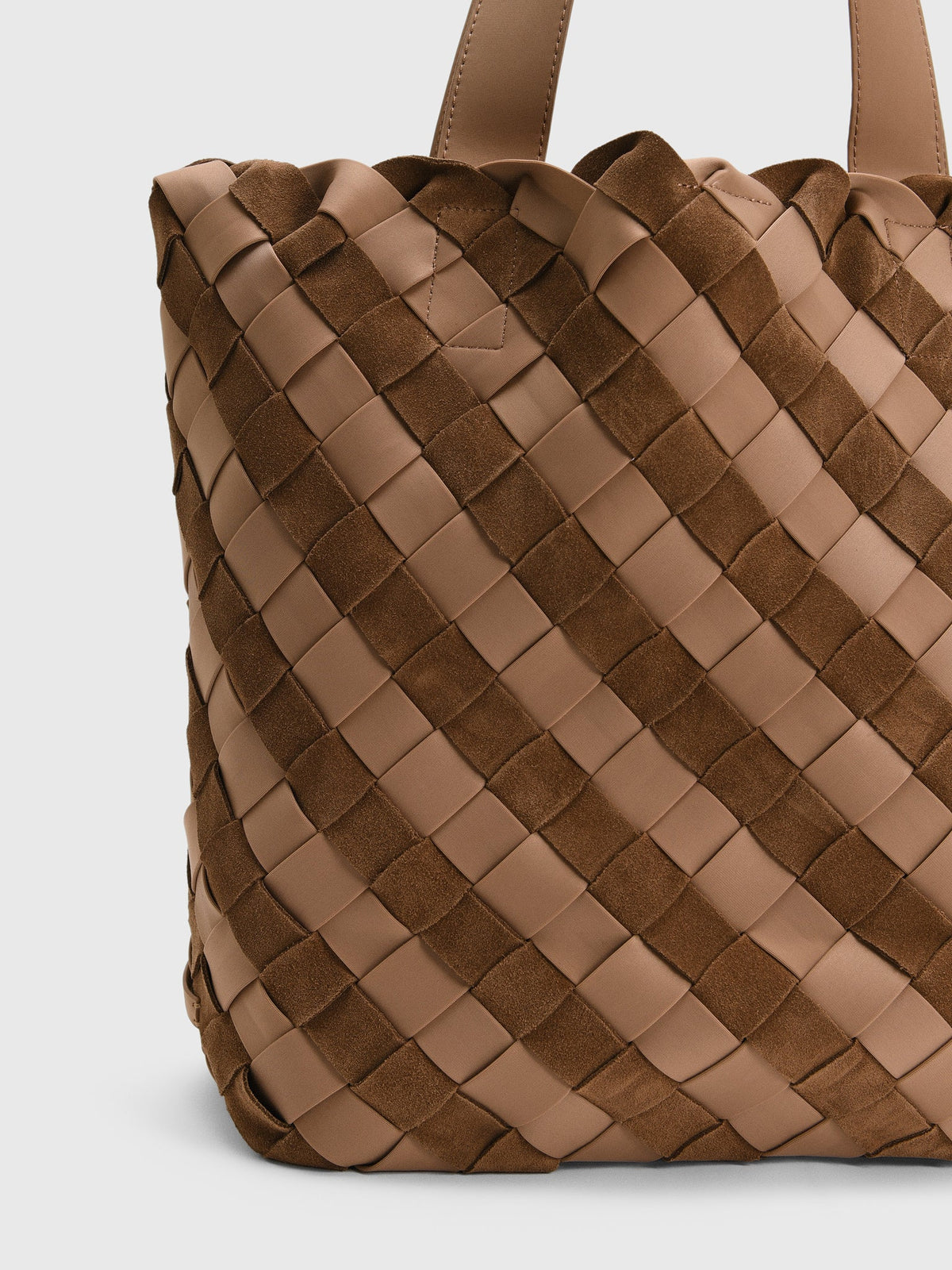 Naghedi Como Shopper Striped Suede & Neoprene Tote