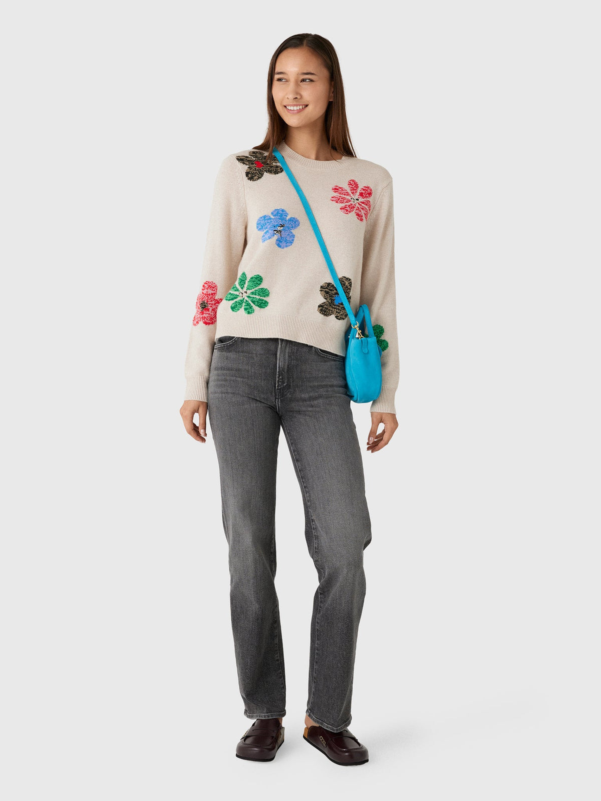 Jumper 1234 Women's Twisted Floral Crew Sweater